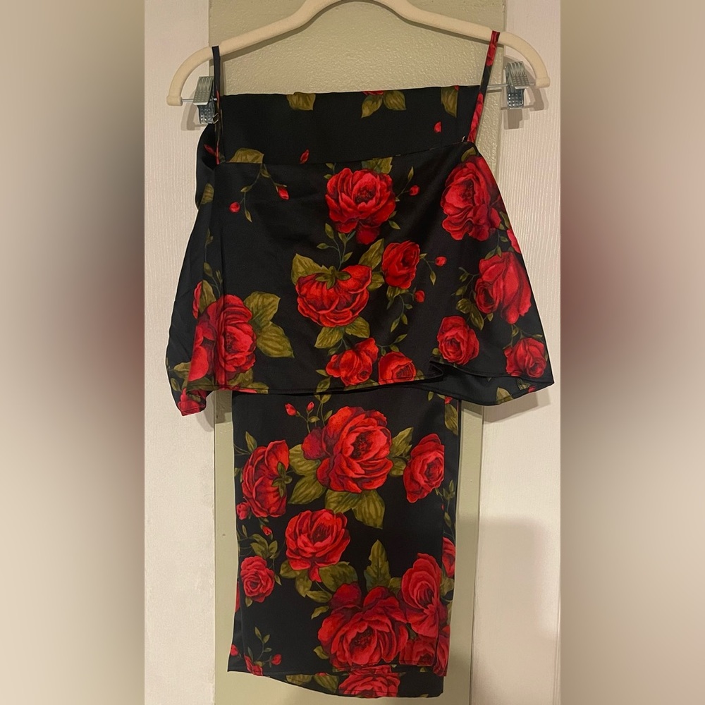 Victoria's Secret Red and Black Floral Lingerie